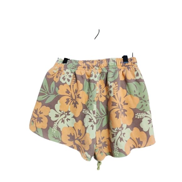 Wild Fable Womens Floral Drawstring Shorts S Elastic Waist Orange Green - Picture 2 of 3